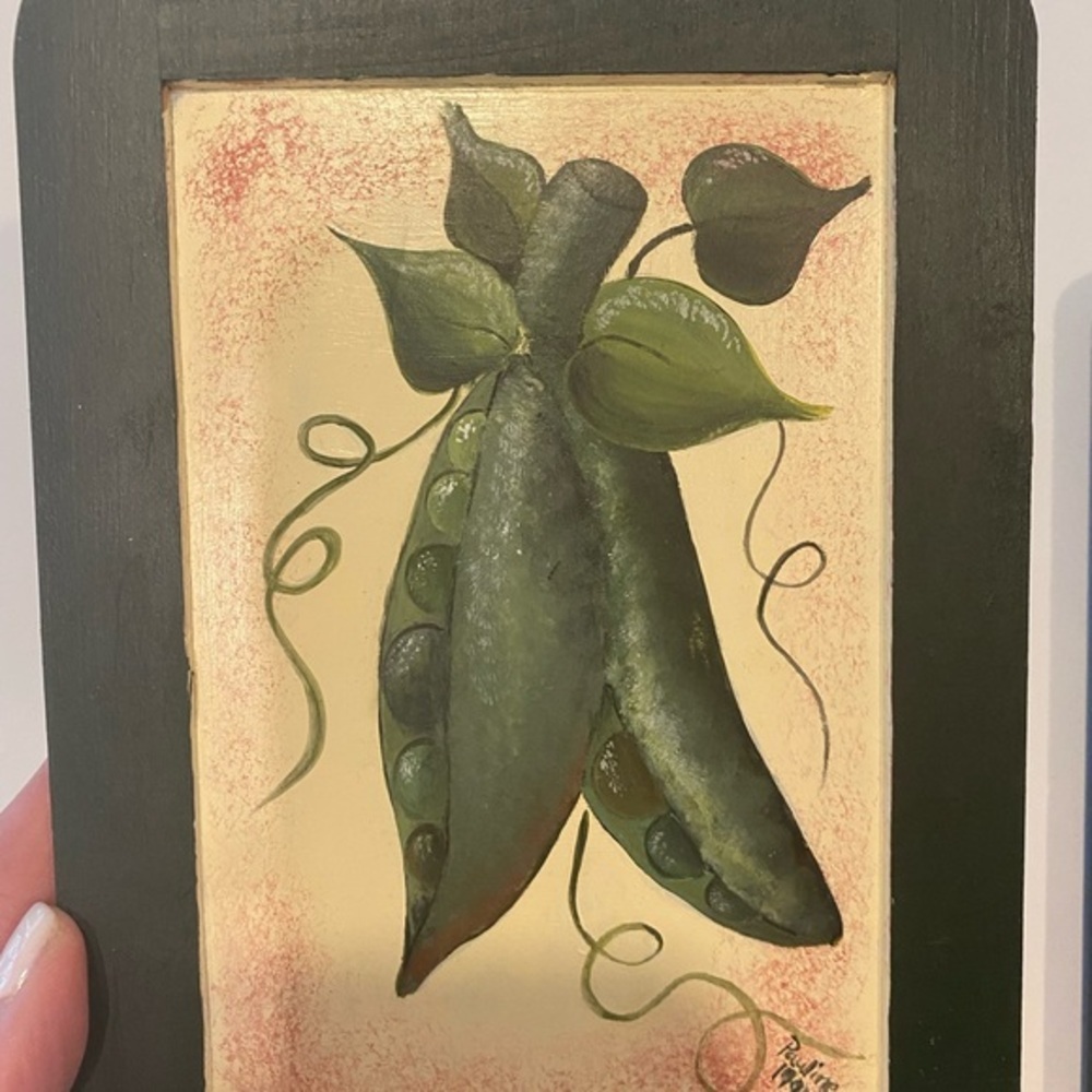 HAND PAINTED FRUIT & VEGETABLE TRIO HUNTER GREEN FRAMES WITH HANGER CLIP - Picture 4 of 11